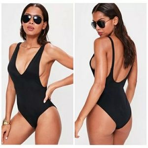 Missguided ultimate plunge swimsuit black NWT